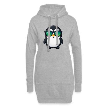 Süßer Pinguin Cartoon Kawaii mit Sonnenbrille - Hoodie-Kleid - Grau meliert - Vorne