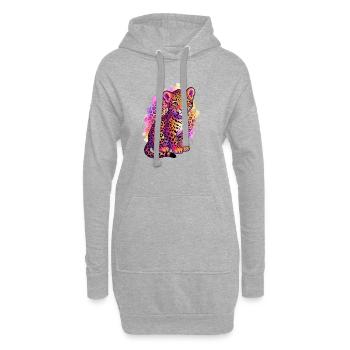 90er-Jahre-inspiriertes Tiger-Shirt Geburtstags-Leopardenhemd - Hoodie-Kleid - Grau meliert - Vorne