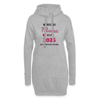 Werdende Mama 2026 - Schwanger Geschenk Baby - Hoodie-Kleid - Grau meliert - Vorne