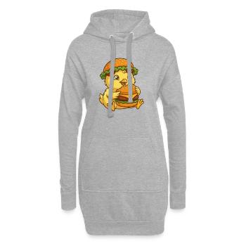 Süßes Huhn Küken Cartoon Burger Lustig - Hoodie-Kleid - Grau meliert - Vorne