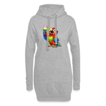 Perroquet avec une glace - Sweat-shirt à capuche long Femme - gris chiné - Devant