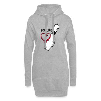 bowling strike bowlingbahn bowling-love - Hoodie-Kleid - Grau meliert - Vorne