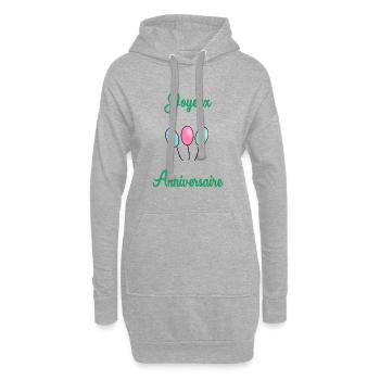 JOYEUX ANNIVERSAIRE - Sweat-shirt à capuche long Femme - gris chiné - Devant