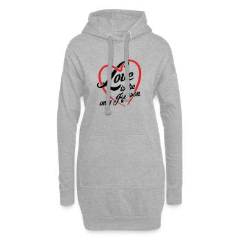 Liebe ist der einzige Grund - Liebe ist alles - Hoodie-Kleid - Grau meliert - Vorne