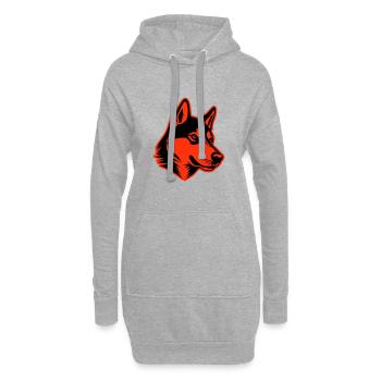 Husky Hund Kopf - Hoodie-Kleid - Grau meliert - Vorne