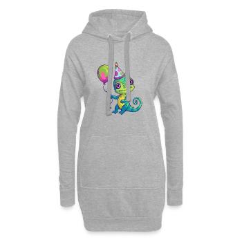 Chameleon Geburtstag Baby - Hoodie-Kleid - Grau meliert - Vorne