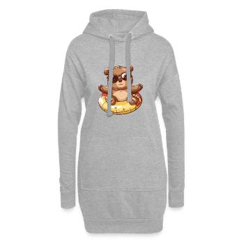 Bär Sommer Comic - Hoodie-Kleid - Grau meliert - Vorne