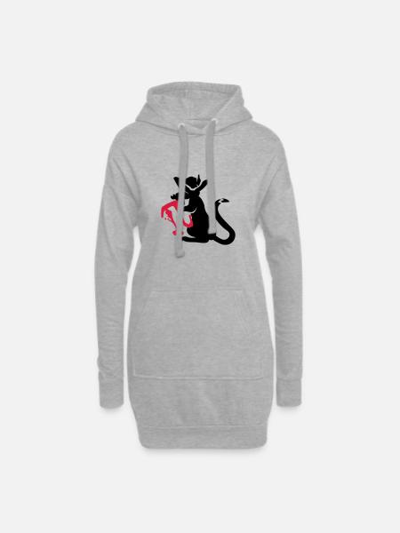 pi-rat / Pi-Ratte (e, 2c) - Hoodie-Kleid - Grau meliert