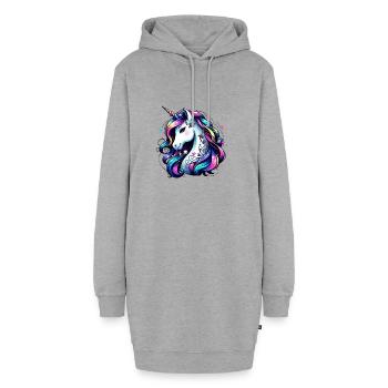 Licorne avec des étoiles et des couleurs vives - Sweat-shirt à capuche long Femme - gris chiné - Devant