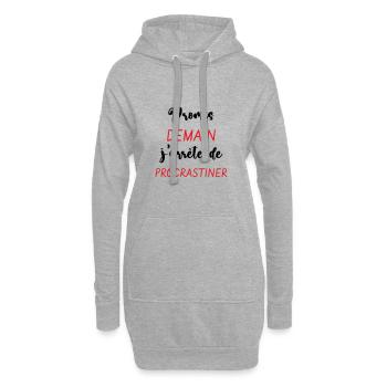 Promis demain j'arrête de procrastiner - Sweat-shirt à capuche long Femme - gris chiné - Devant