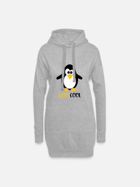 penguin - Hoodie Dress - heather grey