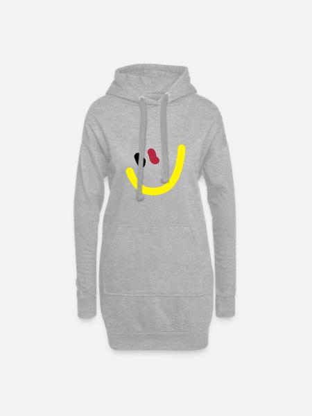EM2018 DE (Smiley) - Hoodie-Kleid - Grau meliert