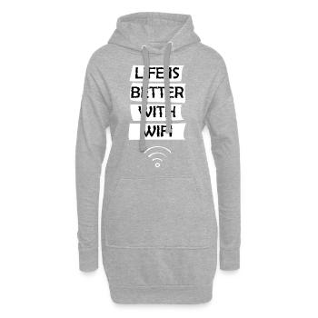 La vie est meilleure avec le wifi - Sweat-shirt à capuche long Femme - gris chiné - Devant