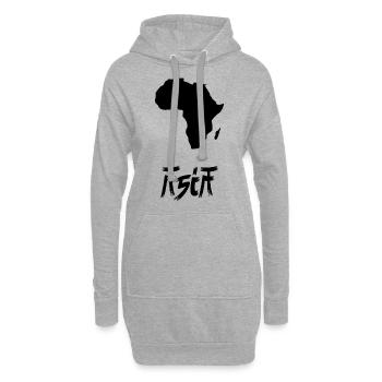 Funny Africa Shirt avec Asia noir - Sweat-shirt à capuche long Femme - gris chiné - Devant