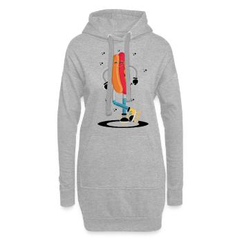 Rollerskaten Rollerskater Patinage Hot Dog Frites - Sweat-shirt à capuche long Femme - gris chiné - Devant