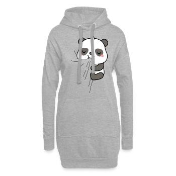 Panda T-Shirt Drôle Faim Panda Mange - Sweat-shirt à capuche long Femme - gris chiné - Devant