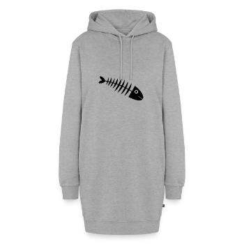 Fischgräte Fisch angeln - Hoodie-Kleid - Grau meliert - Vorne