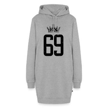 69 Couronne de nombre - Sweat-shirt à capuche long Femme - gris chiné - Devant