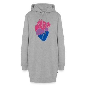Bisexuelles Herz - Hoodie-Kleid - Grau meliert - Vorne