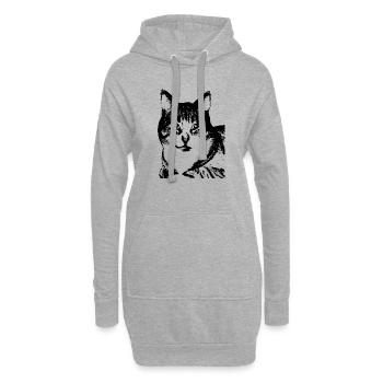 Chat, dame de chat, tête de chat, amants de chat, chat - Sweat-shirt à capuche long Femme - gris chiné - Devant