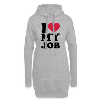 I love my job - Sweat-shirt à capuche long Femme - gris chiné - Devant