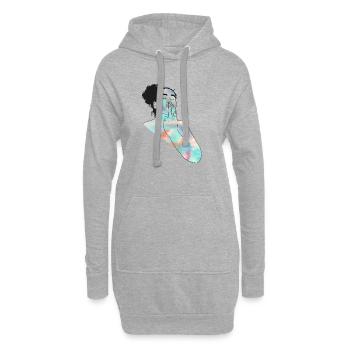 Doigt bisou - Sweat-shirt à capuche long Femme - gris chiné - Devant