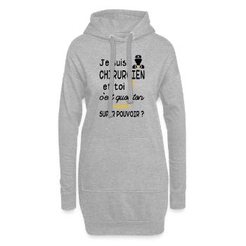 je suis chirurgien / super chirurgien - Sweat-shirt à capuche long Femme - gris chiné - Devant