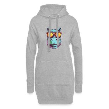 Bif hippopotame - Sweat-shirt à capuche long Femme - gris chiné - Devant