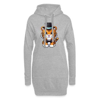 Tiger with a hat and bow tie - Hoodie Dress - heather grey - Front