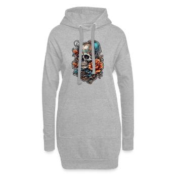 Crâne / crâne / squelette / gothique / tatouage - Sweat-shirt à capuche long Femme - gris chiné - Devant