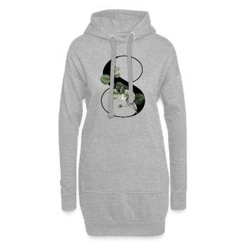 Nummer 8 Grüne Blumen - 8. Blumengeburtstag - Hoodie-Kleid - Grau meliert - Vorne