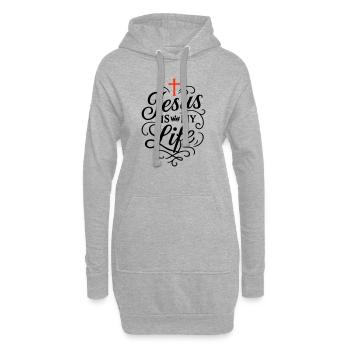Jesus mein Leben Glaube - Hoodie-Kleid - Grau meliert - Vorne