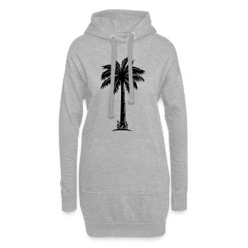 palme silhouette - Sweat-shirt à capuche long Femme - gris chiné - Devant