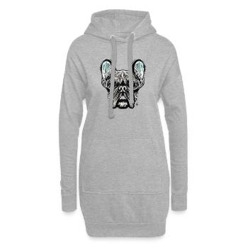 Bulldogge Französisch - Hoodie-Kleid - Grau meliert - Vorne