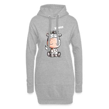 Mooo Kuh - Kalb - Kühe - Tiere - Comic - Fun - Hoodie-Kleid - Grau meliert - Vorne