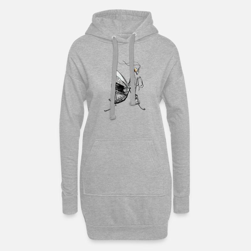 Gottesanbeterin - Hoodie-Kleid - Grau meliert