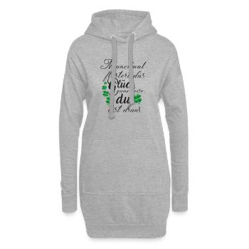 Spruch Glück Motivation Kleeblatt Geschenk - Hoodie-Kleid - Grau meliert - Vorne