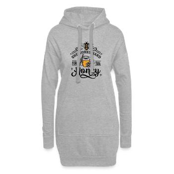 She Works Hard For The Honey Spruch - Hoodie-Kleid - Grau meliert - Vorne