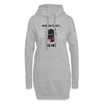 Dessin de chats drôles - Sweat-shirt à capuche long Femme - gris chiné - Devant