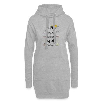 Magie et fun - Sweat-shirt à capuche long Femme - gris chiné - Devant