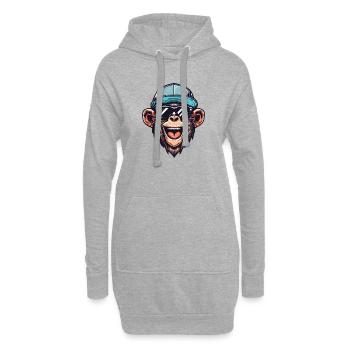 Drôle de singe - Sweat-shirt à capuche long Femme - gris chiné - Devant