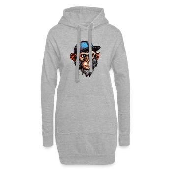 Drôle de singe - Sweat-shirt à capuche long Femme - gris chiné - Devant