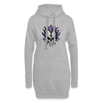 Skull with hair - Hoodie-Kleid - Grau meliert - Vorne