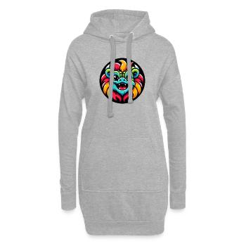 Drache bunt Comic - Hoodie-Kleid - Grau meliert - Vorne