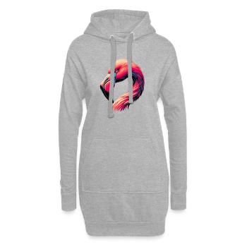 Flamant - Sweat-shirt à capuche long Femme - gris chiné - Devant
