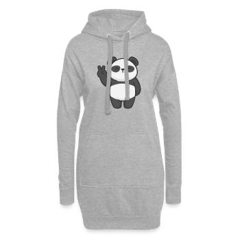 Motiv Panda mit Friedenszeichen Comic - Hoodie-Kleid - Grau meliert - Vorne
