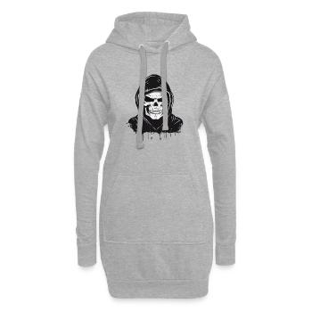 Schädel,Skull,Totenkopf mit Hoodie Kapuze - Hoodie-Kleid - Grau meliert - Vorne