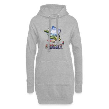 Aquarell Landkarte Frankreich - Hoodie-Kleid - Grau meliert - Vorne