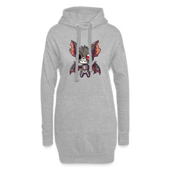 gruselige Zombie-Fledermaus für Halloween Spaß - Hoodie-Kleid - Grau meliert - Vorne