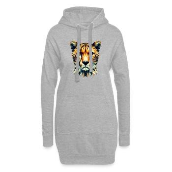 Guépard polygonal - Sweat-shirt à capuche long Femme - gris chiné - Devant